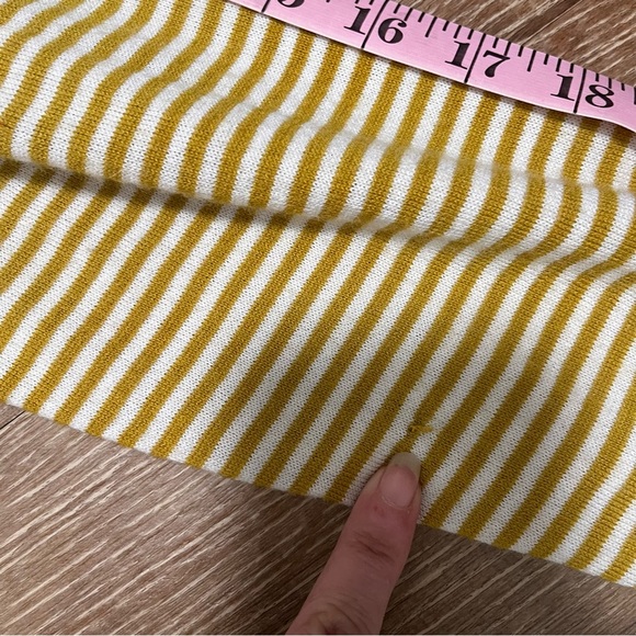 BONOBOS Extra Fine Merino Wool Blend Mustard Yellow & White Striped Sweater L - Picture 4 of 10